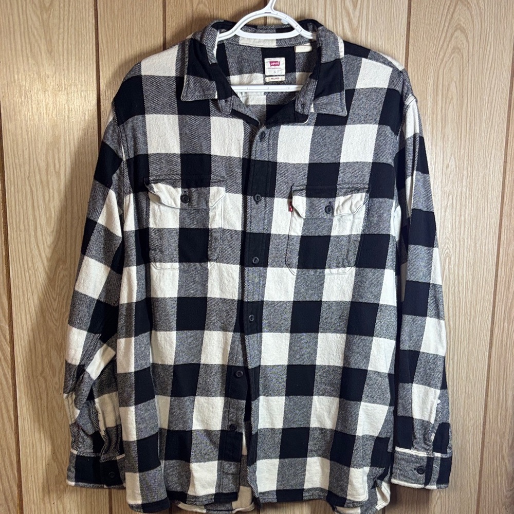 Levi's Black and White Plaid Shirt